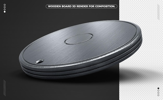 3d round black wooden board isolated