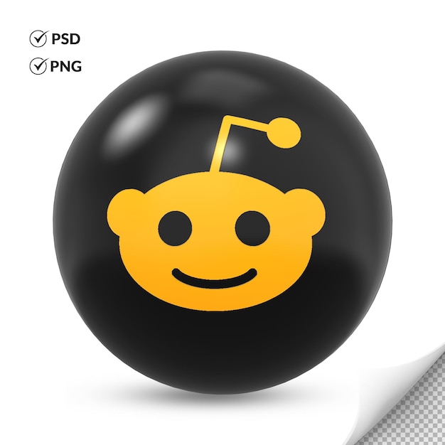 PSD 3 d ラウンド黒黄色 reddit ロゴ アイコン