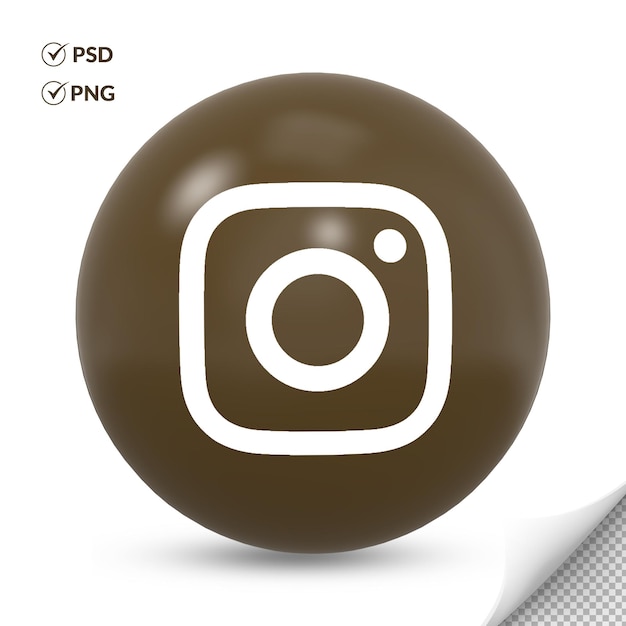 PSD 3d round brown color instagram logo icon