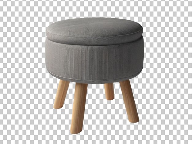3d of round fabric ottoman stool grey on object background