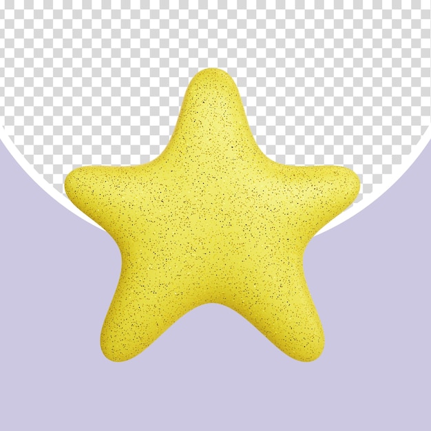 黄色いキラキラの3D丸みを帯びた星