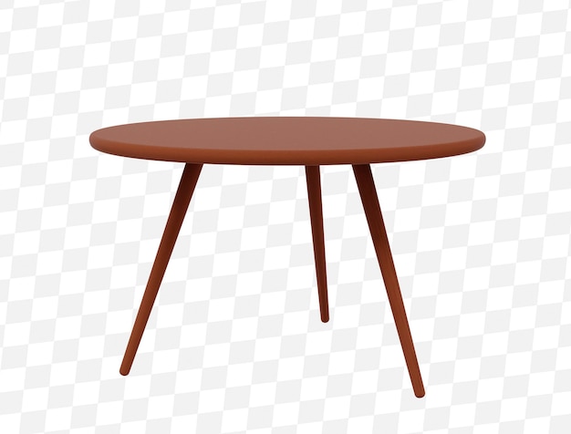 3d круглый деревянный стол на изолированном фоне Современный элегантный стол для интерьера кухни