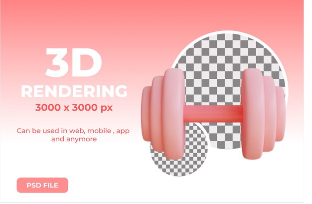 3d roze barbell illustratie object gerenderd premium psd