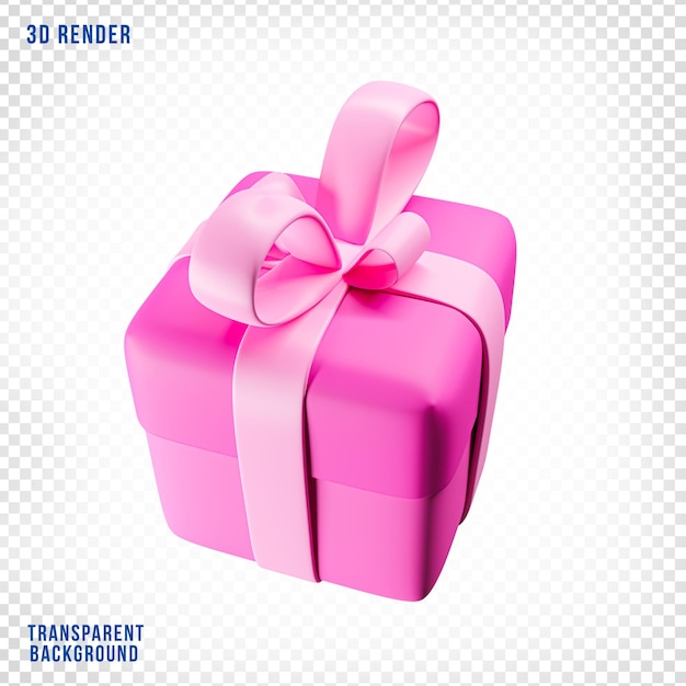 3d roze geschenkdozen met roze lint en transparante achtergrond