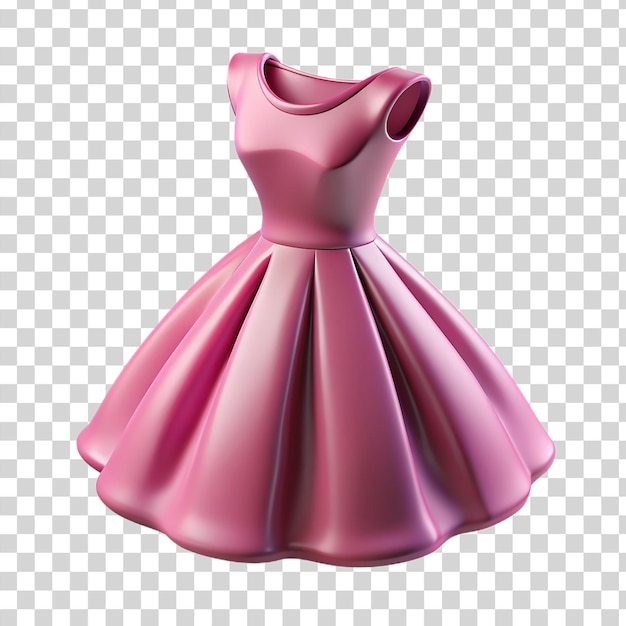 3d roze jurk geïsoleerd op doorzichtige achtergrond