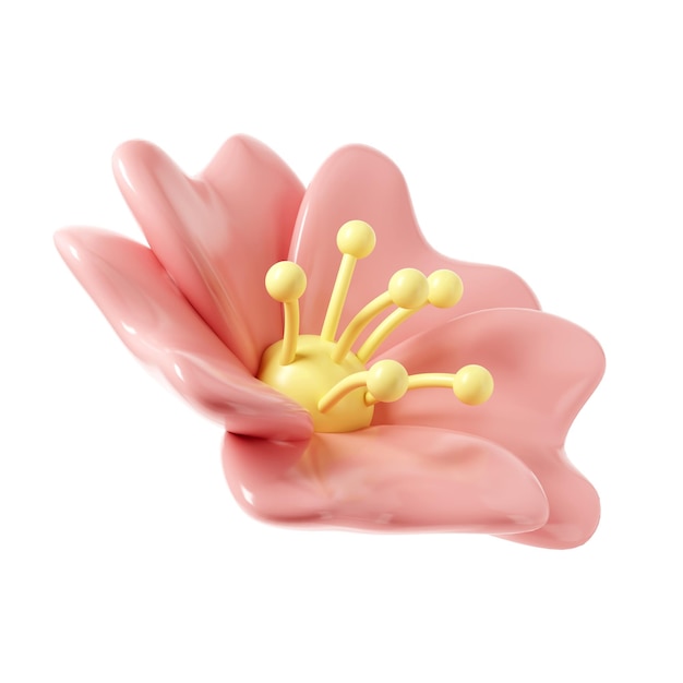 PSD 3d roze lente kersenbloesem bloem doorzichtig met inbegrip van bloemblaadjes en knoppen grafisch schattig element