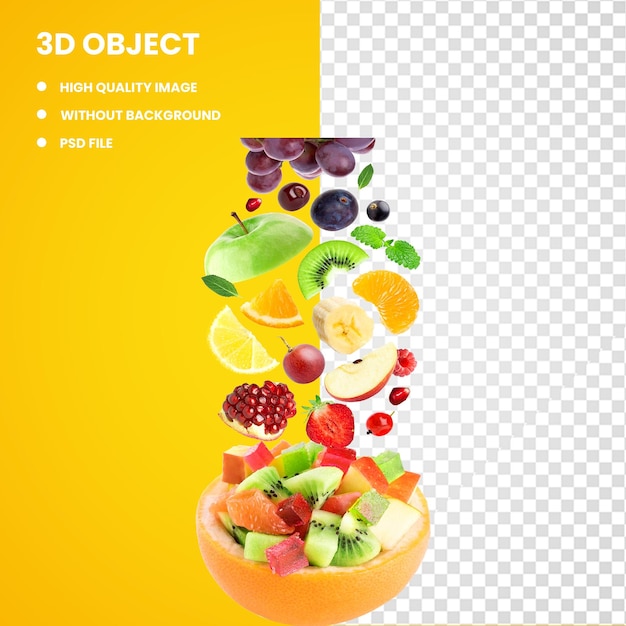 3d Różnorodność owoców spadających ilustracja i sałatka owocowa Berry Freshfel Europa Żywność i owoce spadające