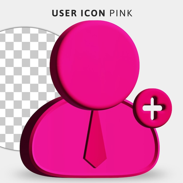 PSD 3d różowa ikona użytkownika na przezroczystym tle