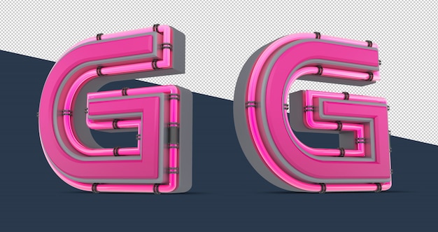 PSD 3d różowy alfabet z neonowym światłem