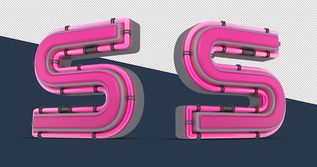 PSD 3d różowy alfabet z neonowym światłem