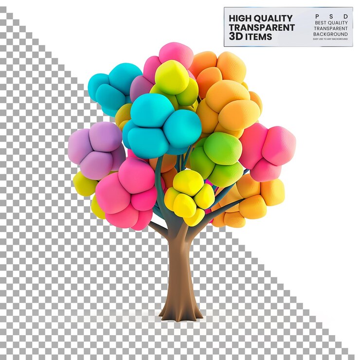 PSD 3d rubber tree icon a colorful 3d rubber tree icon on transparent background
