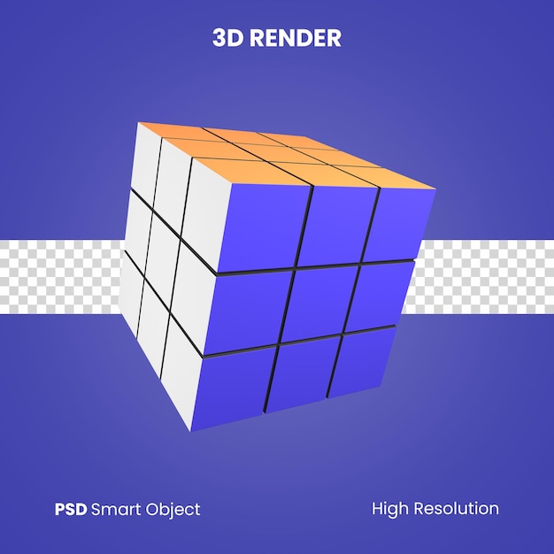 PSD 3d rubik cube render isolated