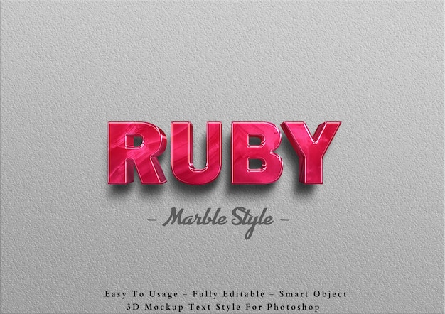 3d ruby marble text effect template