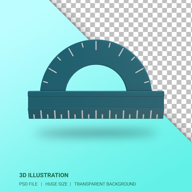 PSD illustrazione del righello 3d con sfondo trasparente