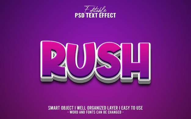 3d rush editable text effect template