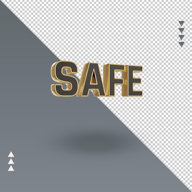 3d safe black gold text rendering left view