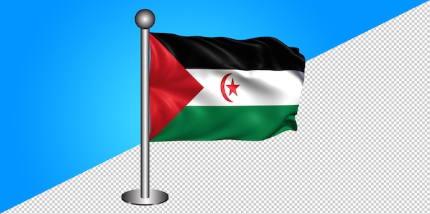 3d icona della bandiera della repubblica democratica araba saharawi - badge png - sfondo trasparente