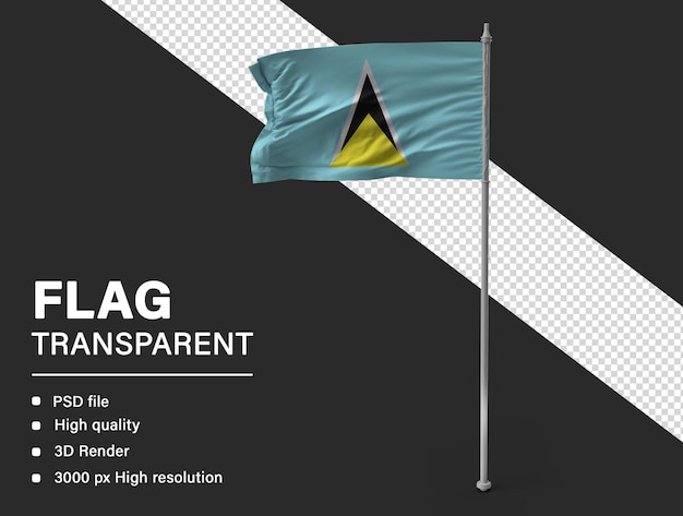 3d saint_lucia flag isolated on transparent background