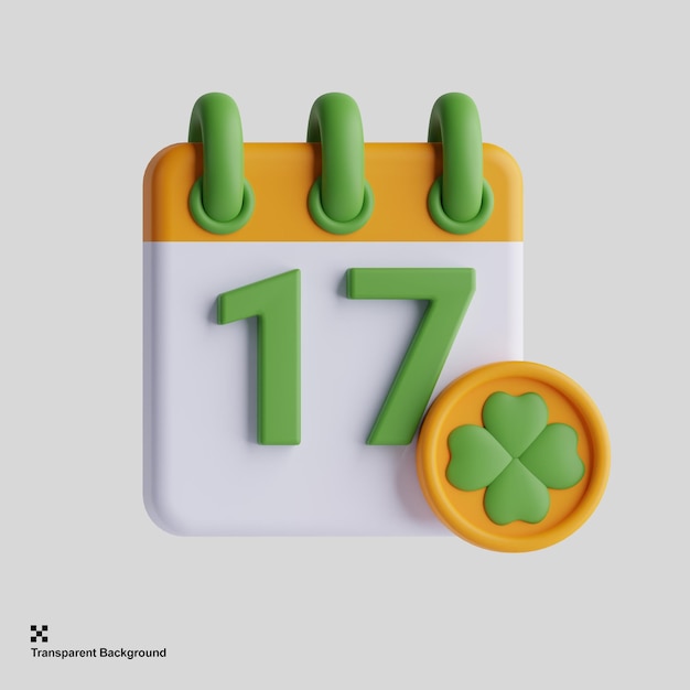 3d saint patrick day calendar icon