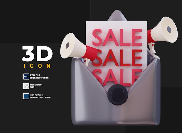 PSD 3d sale email icon