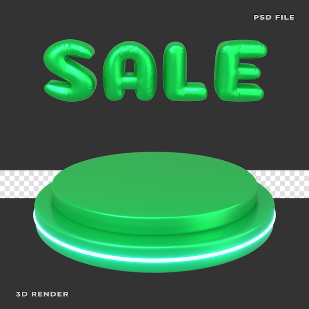 3d sale podium rendered on transparent background