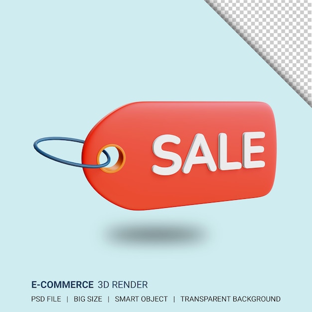 PSD 3d sale tag with transparent background