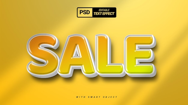 3d sale yellow orange advertising headline text effect design