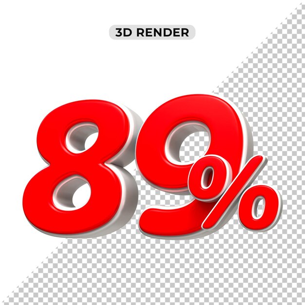 3D Rendering 促銷概念的銷售價格標籤的百分之 89 的數字