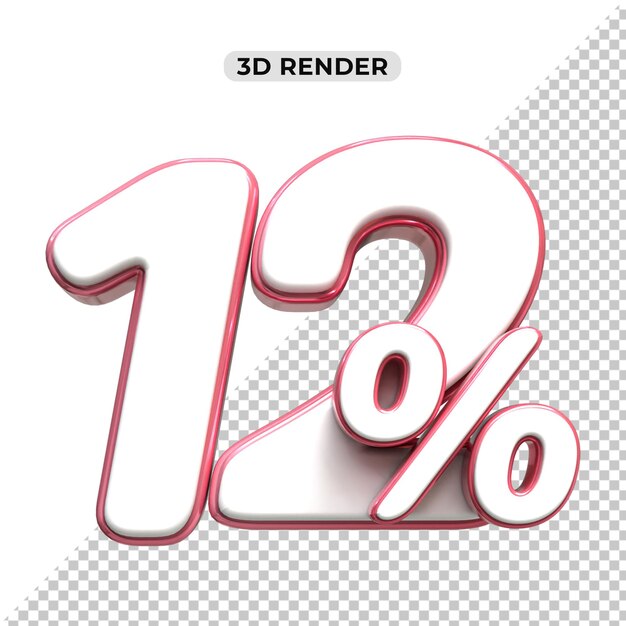 3d sales discount nummer 12 percentage prijs tag voor verkoop promotie concept door 3d render