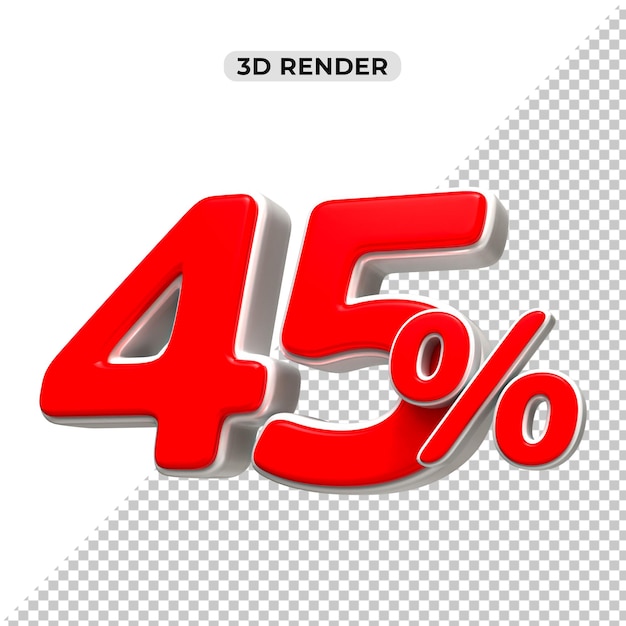 3d sales discount nummer 45 procent prijs tag voor verkoop promotie concept door 3d render