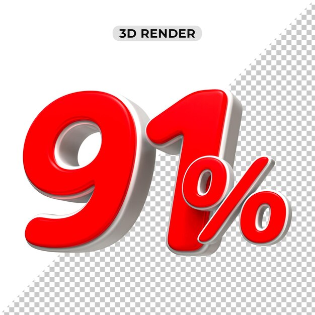 3d sales discount nummer 91 percentage prijs tag voor verkoop promotie concept door 3d render