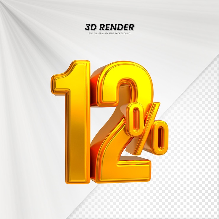 PSD 3d sales discount price tag 3d rendering for composition 12 percent number concept