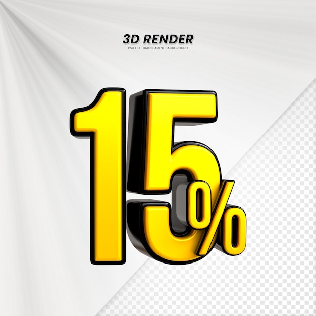 3d sales discount price tag 3d rendering for composition 15 percent number concept