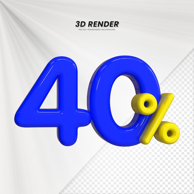 3d sales discount price tag 3d rendering for composition 40 percent number concept