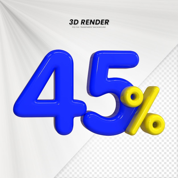 3d sales discount price tag 3d rendering for composition 45 percent