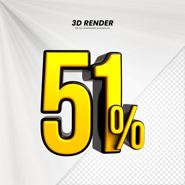 3d sales discount price tag 3d rendering for composition 51 percent number concept