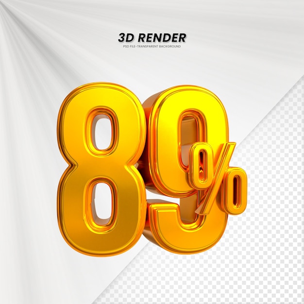 PSD 3d vendita sconto prezzo tag 3d rendering per la composizione 89 per cento concetto di numero