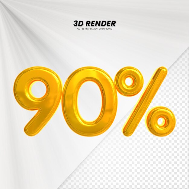 3D 판매 할인 가격 태그: 구성에 대한 3D 렌더링 90% 숫자 개념