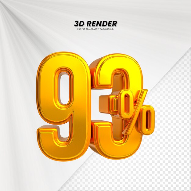 3d vendita sconto prezzo tag 3d rendering per la composizione 93 per cento concetto di numero