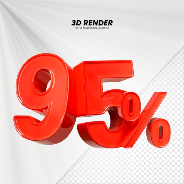 PSD 3d sales discount price tag 3d rendering for composition 95 percent number concept