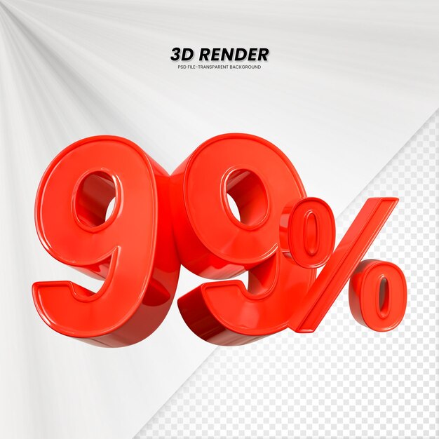 PSD 3d sales discount price tag 3d rendering for composition 99 percent number concept