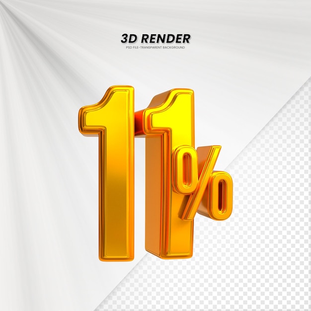 3d 판매 할인 가격 태그: 구성에 대한 3d 렌더링 11 퍼센트 숫자 개념