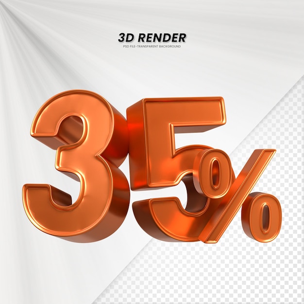 PSD 3d-рендеринг для композиции 35 процентов концепции числа