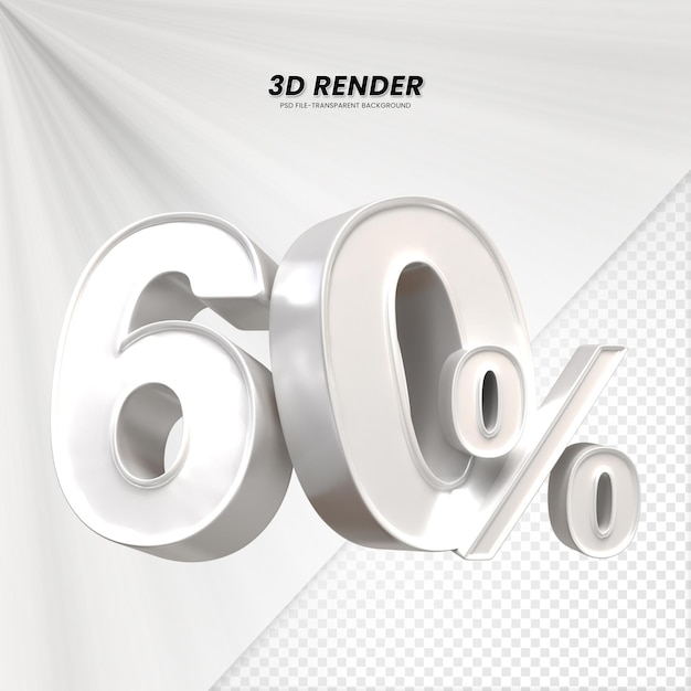 PSD 3d-рендеринг для композиции 60 процентов концепции числа
