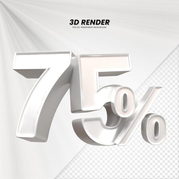 PSD 3d-рендеринг для композиции 75 процентов концепции числа