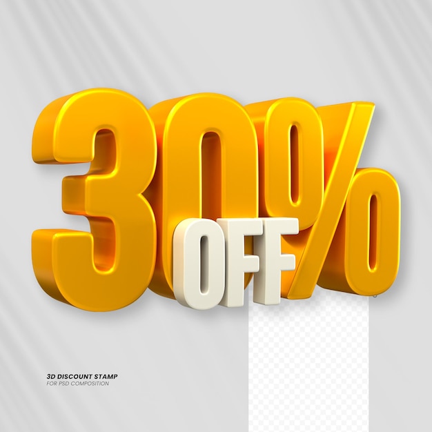 3d sales discount price tag 3d rendering number concept sale promotion 30 percent for composition