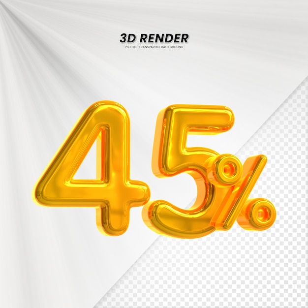 3d sales discount price tag 3d rendering voor compositie 45 procent getal concept