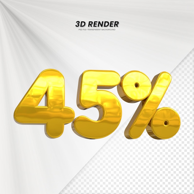 3d sales discount price tag 3d rendering voor compositie 45 procent getal concept