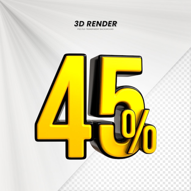 3d sales discount price tag 3d rendering voor compositie 45 procent getal concept