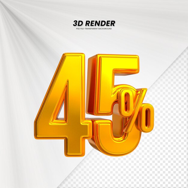 3d sales discount price tag 3d rendering voor compositie 45 procent getal concept